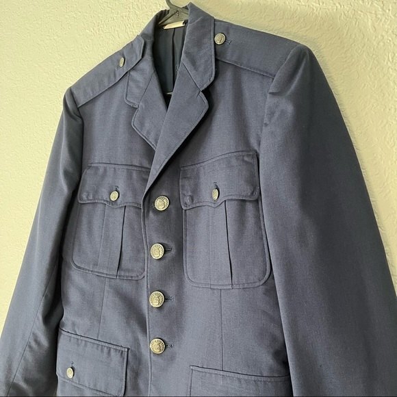 United States Air Force 1972 Blue Officer Uniform Tropical Wool Coat Jacket 39R - Picture 2 of 9